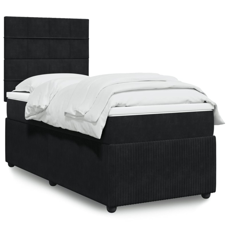 vidaXL Boxspringbett mit Matratze Schwarz 90x200 cm Samt vidaXL Boxspringbett mit Matratze Schwarz 90x200 cm Samt