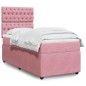 vidaXL Boxspringbett mit Matratze Rosa 90x200 cm Samt vidaXL Boxspringbett mit Matratze Rosa 90x200 cm Samt