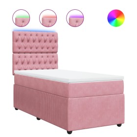 vidaXL Boxspringbett mit Matratze Rosa 90x200 cm Samt