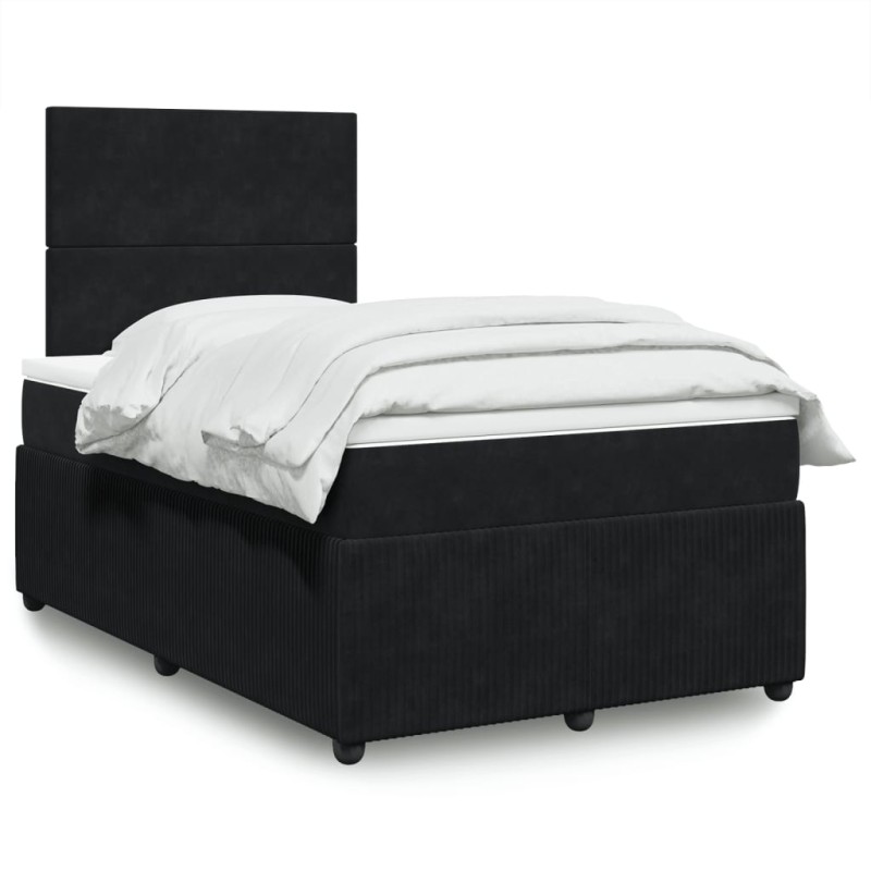 vidaXL Boxspringbett mit Matratze Schwarz 120x200 cm Samt vidaXL Boxspringbett mit Matratze Schwarz 120x200 cm Samt