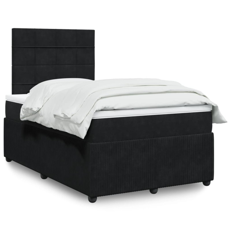 vidaXL Boxspringbett mit Matratze Schwarz 120x200 cm Samt vidaXL Boxspringbett mit Matratze Schwarz 120x200 cm Samt