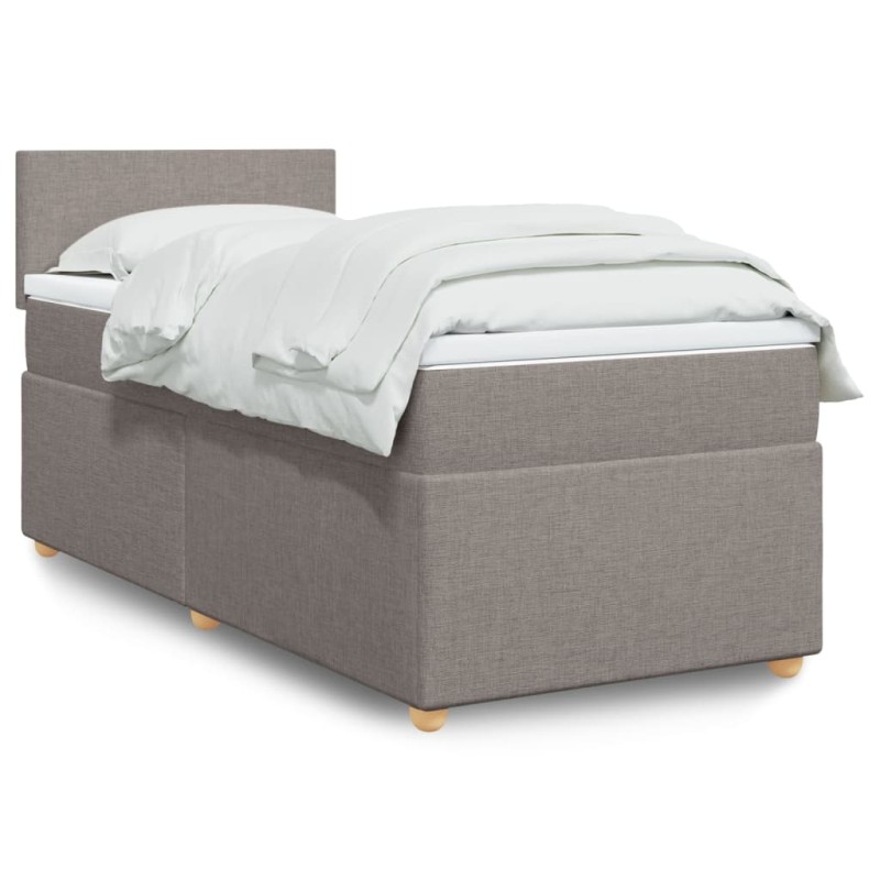 vidaXL Boxspringbett mit Matratze Taupe 90x190 cm Stoff vidaXL Boxspringbett mit Matratze Taupe 90x190 cm Stoff