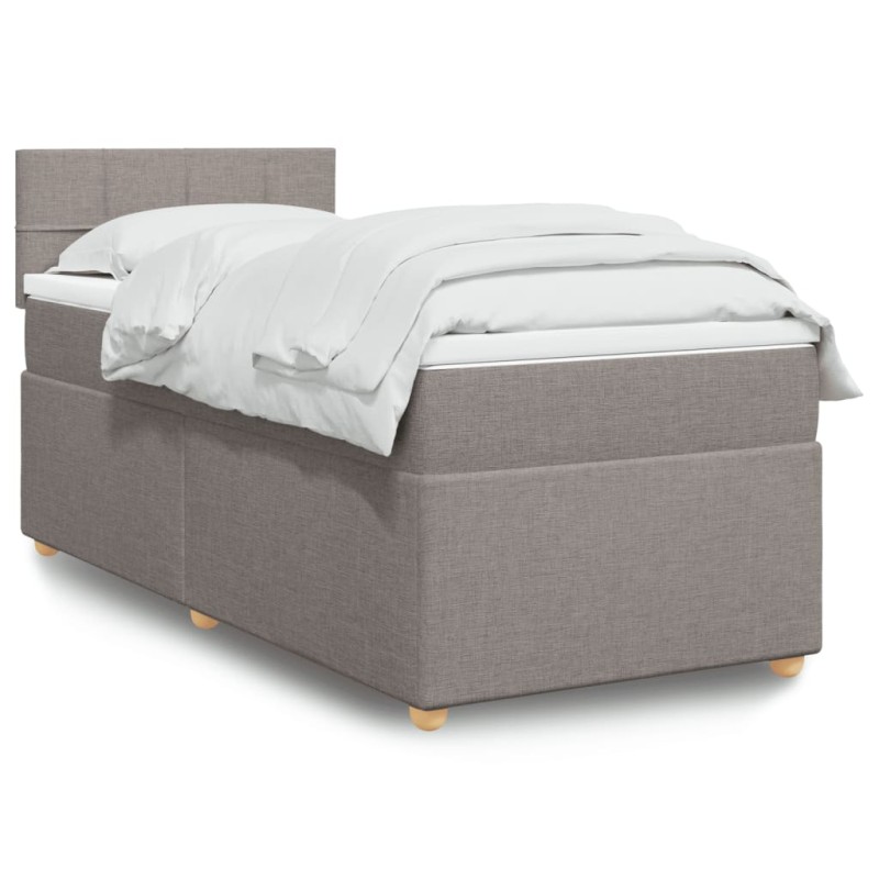 vidaXL Boxspringbett mit Matratze Taupe 90x190 cm Stoff vidaXL Boxspringbett mit Matratze Taupe 90x190 cm Stoff