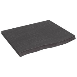 Tischplatte Dunkelgrau 60x50x4 cm Massivholz Eiche Behandelt