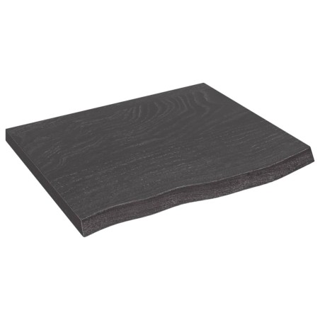 Tischplatte Dunkelgrau 60x50x4 cm Massivholz Eiche Behandelt