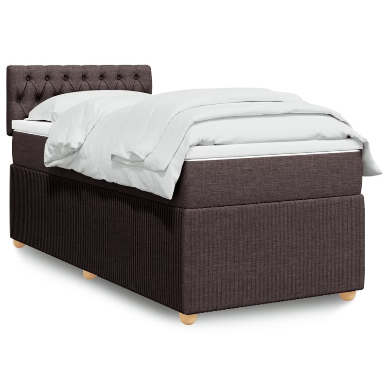 vidaXL Boxspringbett mit Matratze Dunkelbraun 90x190 cm Stoff vidaXL Boxspringbett mit Matratze Dunkelbraun 90x190 cm Stoff