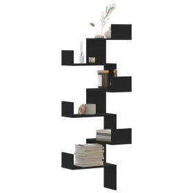 vidaXL Wand-Eckregal Schwarz 45x45x147 cm Holzwerkstoff