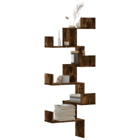 vidaXL Wand-Eckregal Räuchereiche 45x45x147 cm Holzwerkstoff