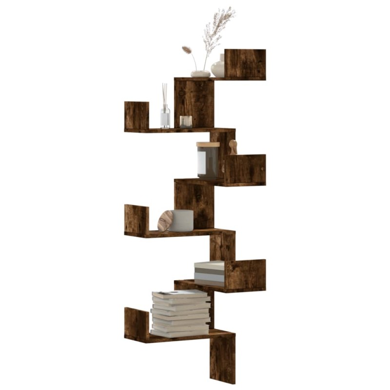 vidaXL Wand-Eckregal Räuchereiche 45x45x147 cm Holzwerkstoff vidaXL Wand-Eckregal Räuchereiche 45x45x147 cm Holzwerkstoff