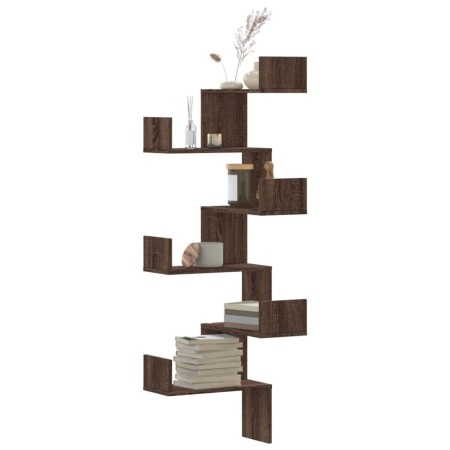 vidaXL Wand-Eckregal Braun Eichen-Optik 45x45x147 cm Holzwerkstoff