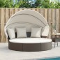 vidaXL Sonneninsel mit Dach und Kissen Braun Poly Rattan vidaXL Sonneninsel mit Dach und Kissen Braun Poly Rattan