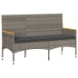vidaXL Gartenbank 3-Sitzer mit Kissen Grau Poly Rattan vidaXL Gartenbank 3-Sitzer mit Kissen Grau Poly Rattan