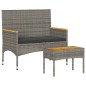 vidaXL Gartenbank 2-Sitzer mit Kissen und Tisch Grau Poly Rattan vidaXL Gartenbank 2-Sitzer mit Kissen und Tisch Grau Poly Rattan