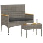 vidaXL Gartenbank 2-Sitzer mit Kissen und Tisch Grau Poly Rattan vidaXL Gartenbank 2-Sitzer mit Kissen und Tisch Grau Poly Rattan