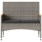 vidaXL Gartenbank 2-Sitzer mit Kissen und Tisch Grau Poly Rattan vidaXL Gartenbank 2-Sitzer mit Kissen und Tisch Grau Poly Rattan