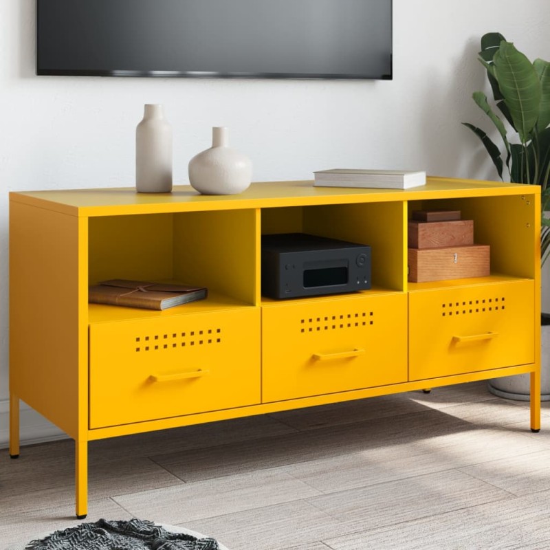 vidaXL TV-Schrank Senfgelb 100,5x39x50,5 cm Kaltgewalzter Stahl vidaXL TV-Schrank Senfgelb 100,5x39x50,5 cm Kaltgewalzter Stahl