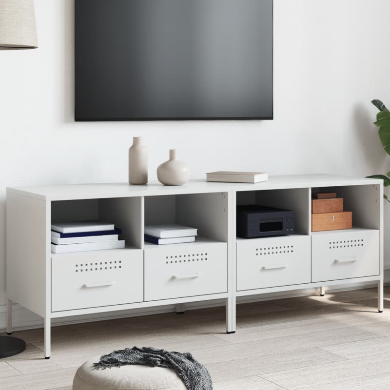 vidaXL TV-Schränke 2 Stk. Weiß 68x39x50,5 cm Kaltgewalzter Stahl vidaXL TV-Schränke 2 Stk. Weiß 68x39x50,5 cm Kaltgewalzter Stahl