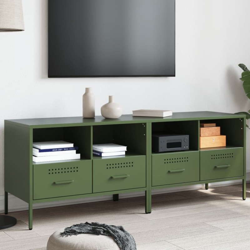 vidaXL TV-Schränke 2 Stk. Olivgrün 68x39x50,5 cm Kaltgewalzter Stahl vidaXL TV-Schränke 2 Stk. Olivgrün 68x39x50,5 cm Kaltgewalzter Stahl