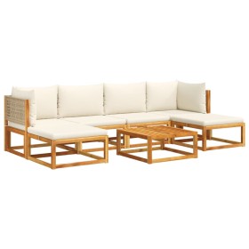 vidaXL 7-tlg. Garten-Sofagarnitur mit Kissen Massivholz Akazie