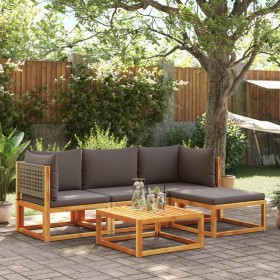 vidaXL 5-tlg. Garten-Sofagarnitur mit Kissen Massivholz Akazie