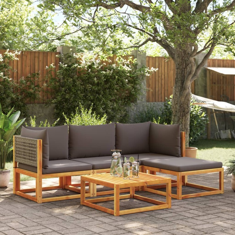 vidaXL 5-tlg. Garten-Sofagarnitur mit Kissen Massivholz Akazie vidaXL 5-tlg. Garten-Sofagarnitur mit Kissen Massivholz Akazie