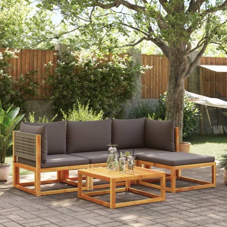 vidaXL 5-tlg. Garten-Sofagarnitur mit Kissen Massivholz Akazie