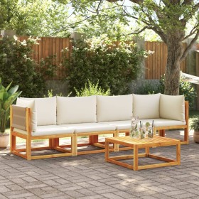 vidaXL 4-tlg. Garten-Sofagarnitur mit Kissen Massivholz Akazie