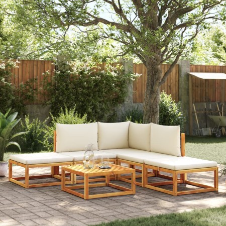 vidaXL 6-tlg. Garten-Sofagarnitur mit Kissen Massivholz Akazie