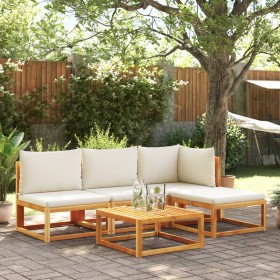 vidaXL 5-tlg. Garten-Sofagarnitur mit Kissen Massivholz Akazie