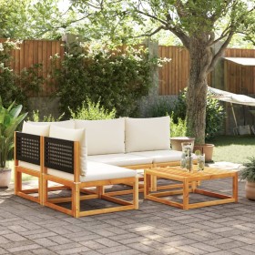 vidaXL 5-tlg. Garten-Sofagarnitur mit Kissen Massivholz Akazie