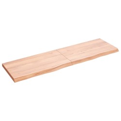 vidaXL Tischplatte Hellbraun 140x40x(2-4)cm Massivholz Eiche Behandelt