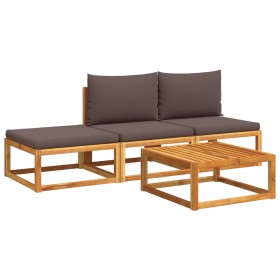 vidaXL 4-tlg. Garten-Sofagarnitur mit Kissen Massivholz Akazie