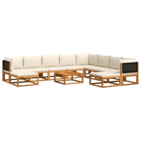 vidaXL 11-tlg. Garten-Sofagarnitur mit Kissen Massivholz Akazie