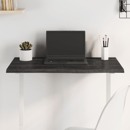 Tischplatte Dunkelgrau 80x50x2 cm Massivholz Eiche Behandelt