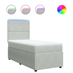 vidaXL Boxspringbett mit Matratze Hellgrau 100x200 cm Samt