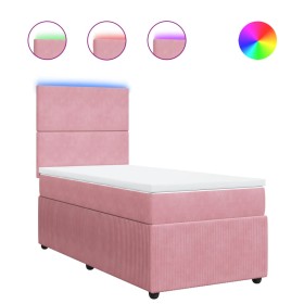 vidaXL Boxspringbett mit Matratze Rosa 100x200 cm Samt