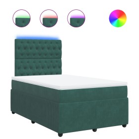 vidaXL Boxspringbett mit Matratze Dunkelgrün 120x200 cm Samt