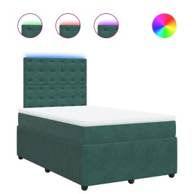 vidaXL Boxspringbett mit Matratze Dunkelgrün 120x200 cm Samt