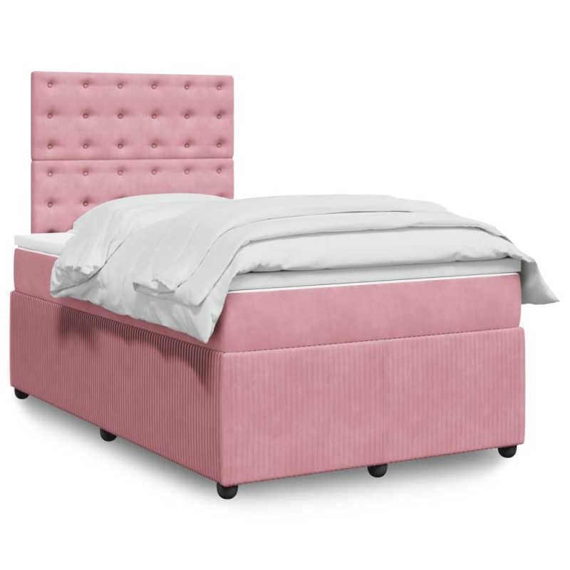 vidaXL Boxspringbett mit Matratze Rosa 120x200 cm Samt vidaXL Boxspringbett mit Matratze Rosa 120x200 cm Samt