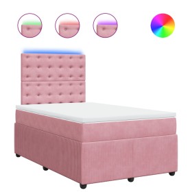 vidaXL Boxspringbett mit Matratze Rosa 120x200 cm Samt