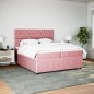 vidaXL Boxspringbett mit Matratze Rosa 200x200 cm Samt vidaXL Boxspringbett mit Matratze Rosa 200x200 cm Samt