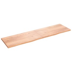 Tischplatte Hellbraun 220x60x4 cm Massivholz Eiche Behandelt