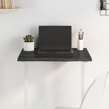 Tischplatte Dunkelgrau 60x40x2 cm Massivholz Eiche Behandelt