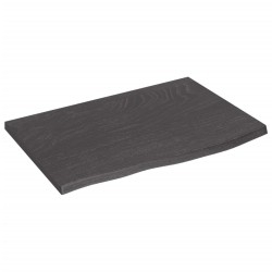 Tischplatte Dunkelgrau 60x40x2 cm Massivholz Eiche Behandelt
