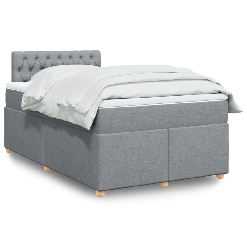 vidaXL Boxspringbett mit Matratze Hellgrau 120x200 cm Stoff vidaXL Boxspringbett mit Matratze Hellgrau 120x200 cm Stoff