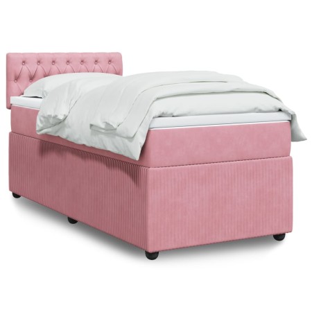 vidaXL Boxspringbett mit Matratze Rosa 90x190 cm Samt
