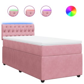 vidaXL Boxspringbett mit Matratze Rosa 90x190 cm Samt