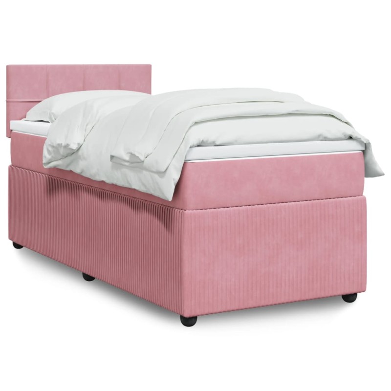 vidaXL Boxspringbett mit Matratze Rosa 90x190 cm Samt vidaXL Boxspringbett mit Matratze Rosa 90x190 cm Samt