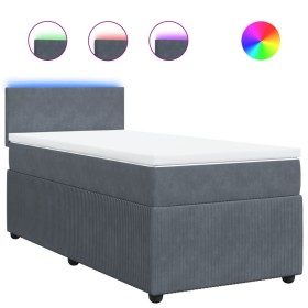 vidaXL Boxspringbett mit Matratze Dunkelgrau 90x200 cm Samt