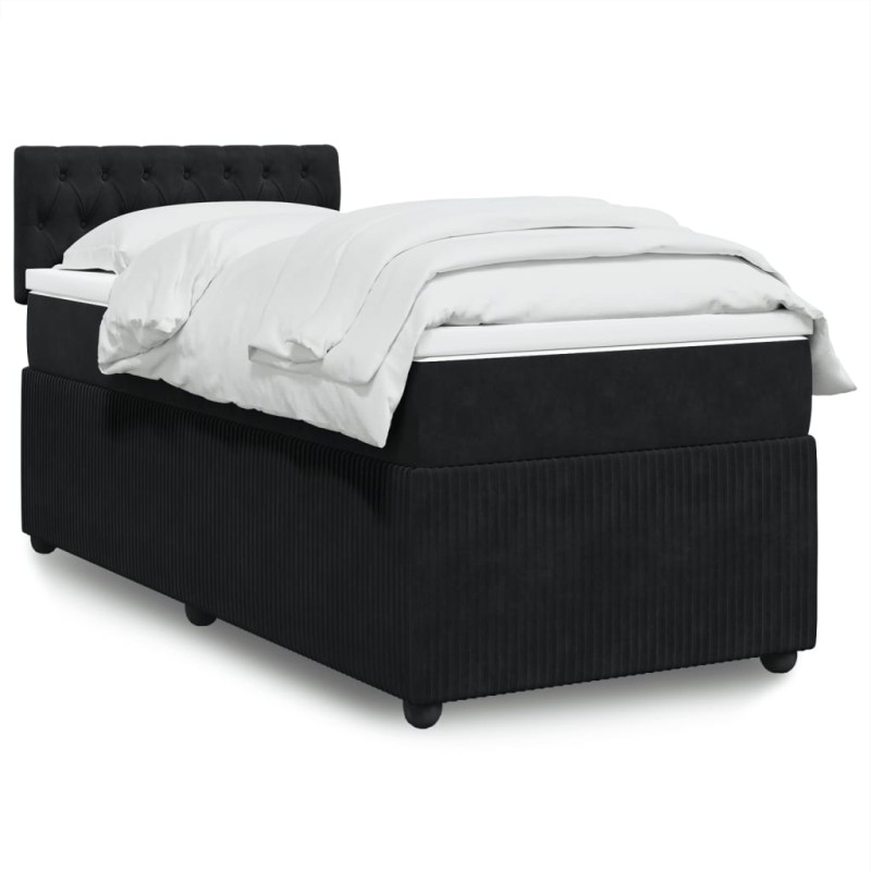 vidaXL Boxspringbett mit Matratze Schwarz 90x200 cm Samt vidaXL Boxspringbett mit Matratze Schwarz 90x200 cm Samt